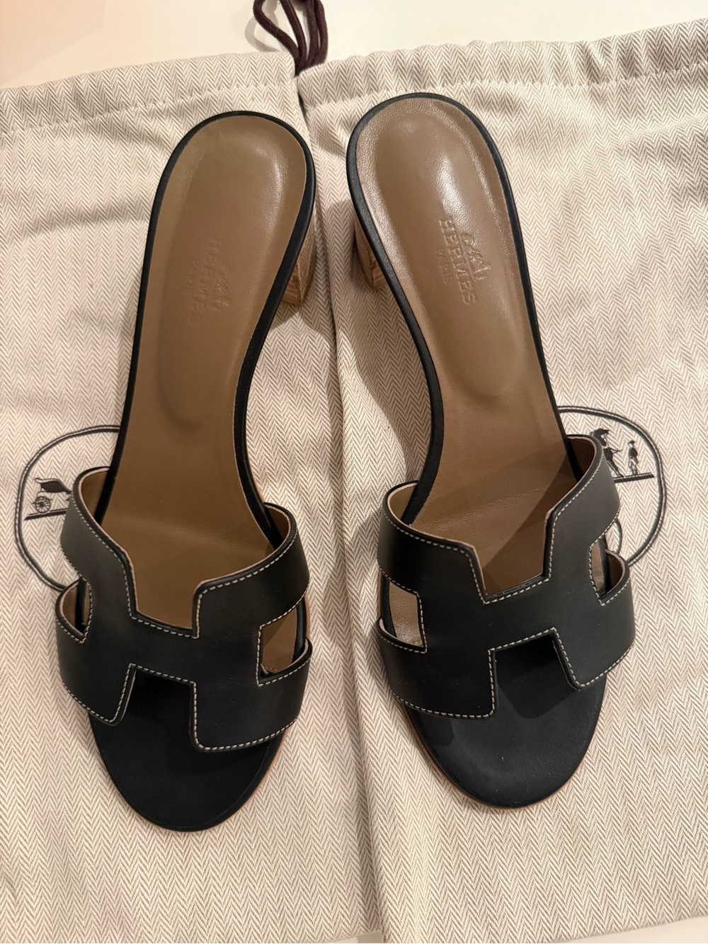 Hermes Black Oasis Slide Sandals
